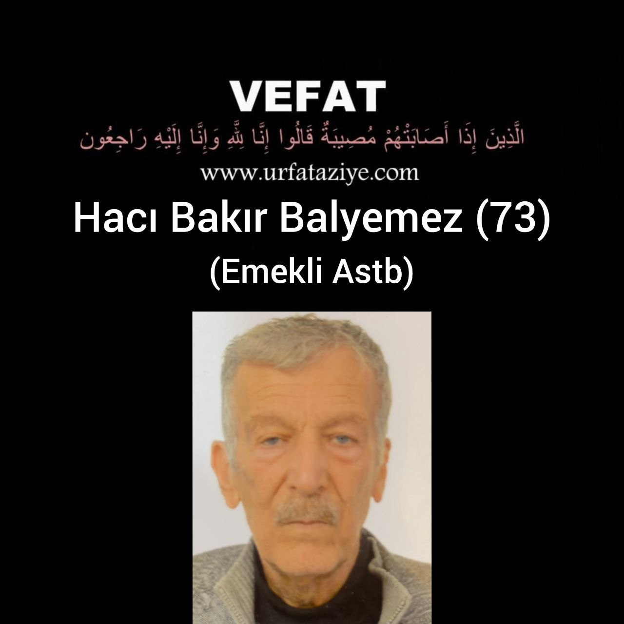 Vefat Hacı Bakır Balyemez